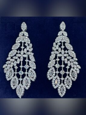 Swarovski Crystal Elements White Crystal Articulated Statement Drop Earrings